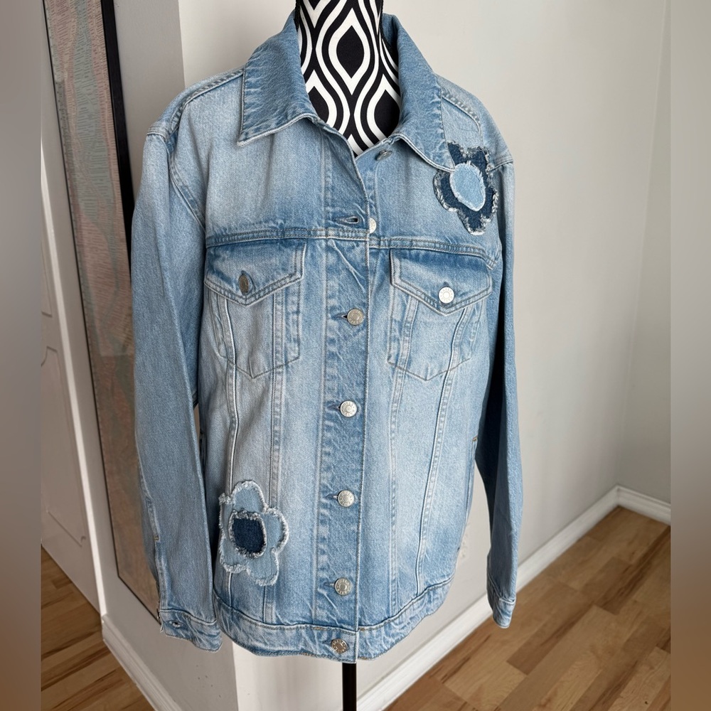 NWT Rails Grove Boyfriend Trucker Jacket in Indigo Bloom Boho 100% Cotton HP ๐๐ฅณ - Picture 15 of 16